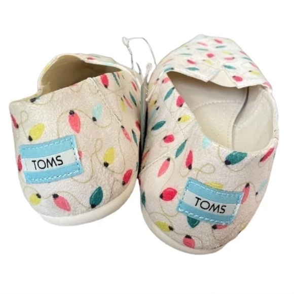 Toms Christmas Lights 6 White Cream Holiday Slip On Shoes Alpargatas - Picture 3 of 4